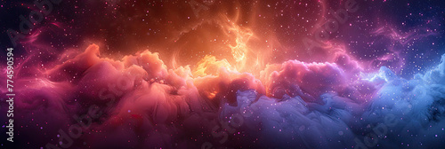 A background of pink and purple nebula clouds with a dark gradient at the bottom, giving an ethereal feeling, ideal for sci-fi or fantasy-themed designs. Created with Ai