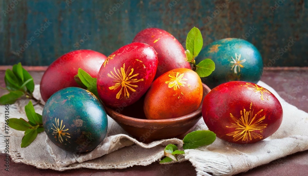 Vibrant Easter Delight: Beautifully Painted Eggs in a Festive Display Vibrant Easter Delight: Beautifully Painted Eggs in a Festive Display