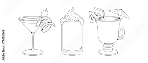Hand Drawn Cocktail Illustration Set