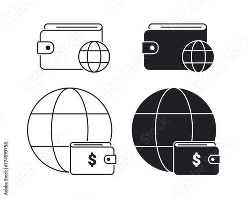 World wallet icon. Illustration vector
