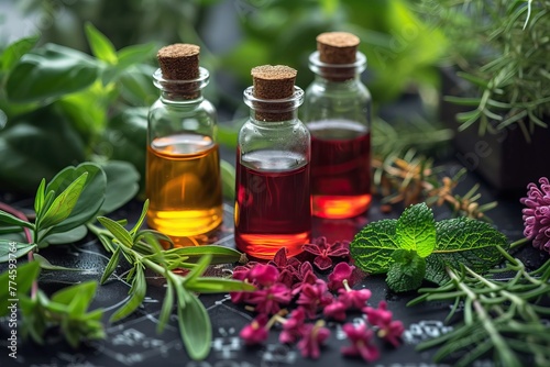 Essential Oils with Herbs and Flowers