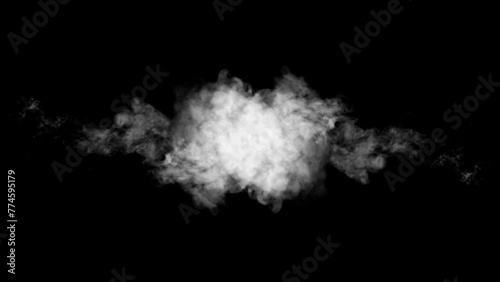 motionVFX steam, smoke blowing from right and left to center isolated on black background photo