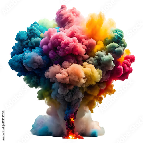 Chromatic burst vibrant colorful smoke explosions