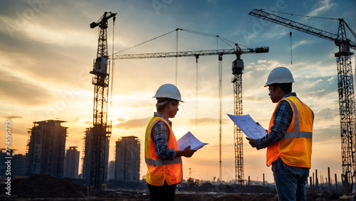 Construction Team at Sunset 