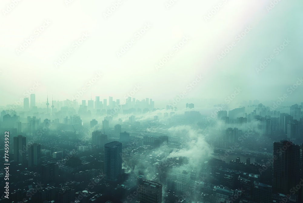 air pollution. A city full of smoke and PM.2.5, Generated-AI
