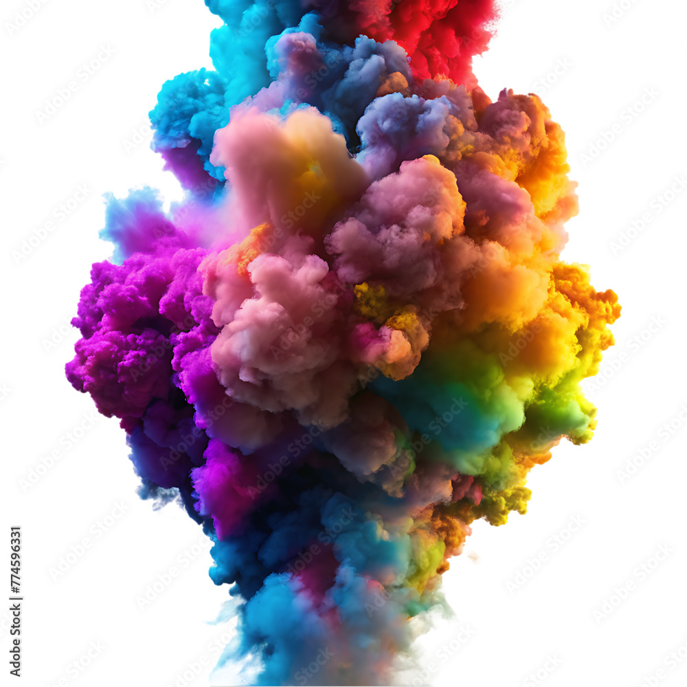 Chromatic burst vibrant colorful smoke explosions