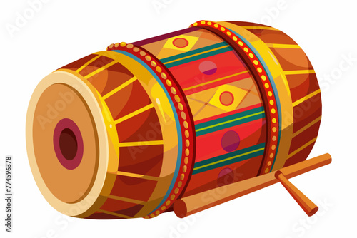 Beautiful 3D Bangla dhol vector design on white background.