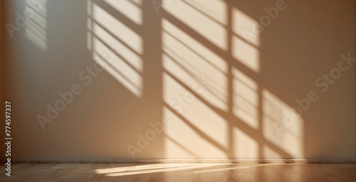 Abstract background with shadow overlay on light cream wall