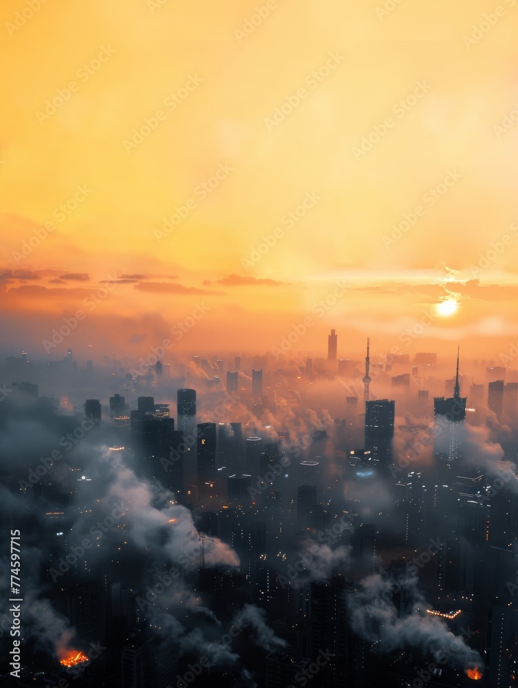 air pollution. A city full of smoke and PM.2.5, Generated-AI