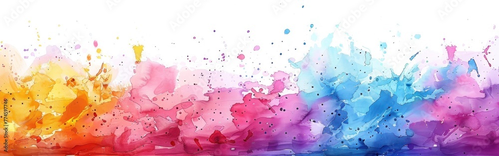 Vibrant Watercolor Splashes on White: Abstract Painting Illustration