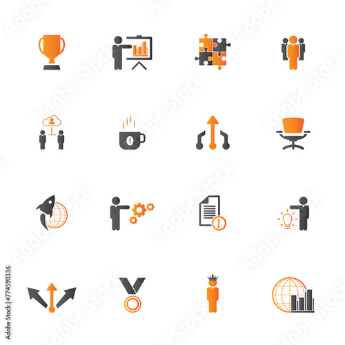 Universal business management and human resources icon set. Universal icons for web and mobile. Vector.	