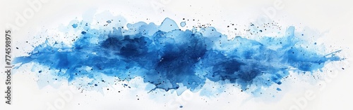 Abstract Blue Watercolor Splash on White - Creative AI Generated Painting with Unique Design Elements