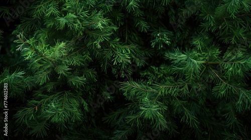 Nature photography capturing a vibrant pine forest and cypress trees with dark green foliage, in photorealistic detail
