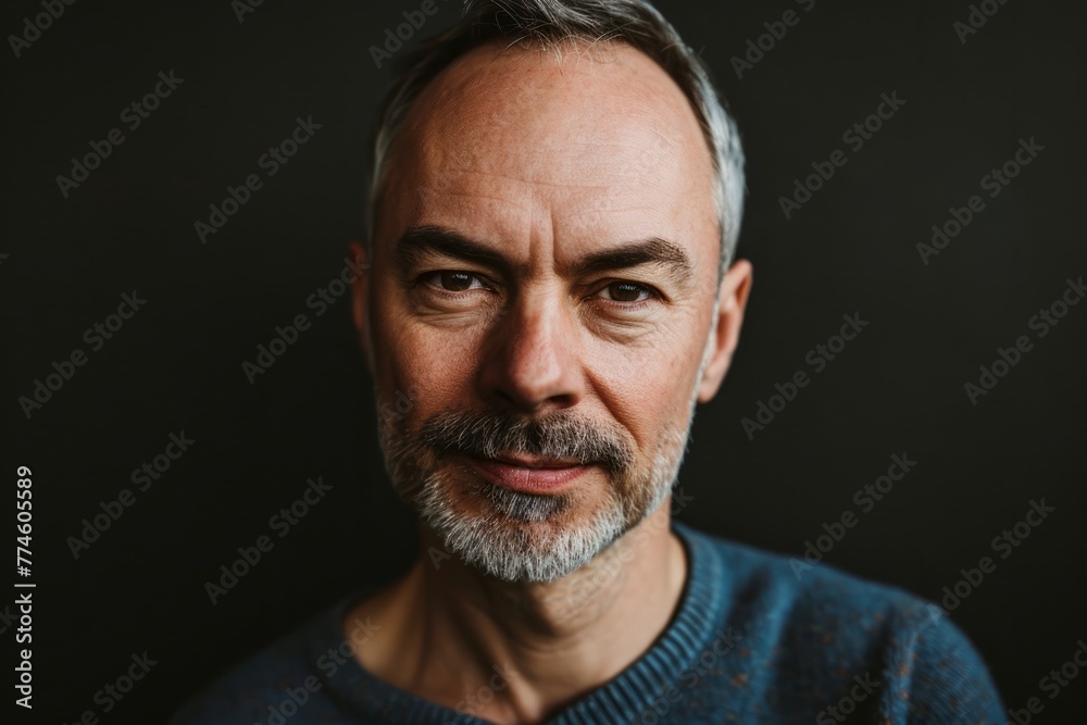 Portrait of a handsome mature man with grey hair and beard on a dark background Portrait of a handsome mature man with grey hair and beard on a dark background