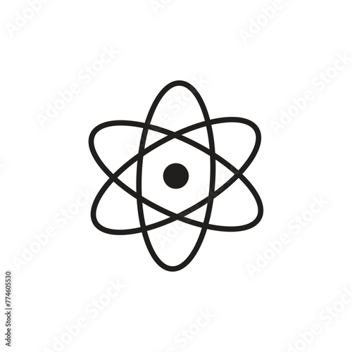 Atom Icon in trendy flat style isolated on grey background. Atom symbol for your web site design.