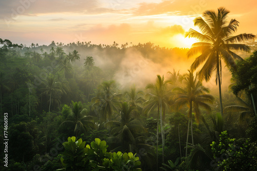 photo sunrise over bali jungle © yuniazizah