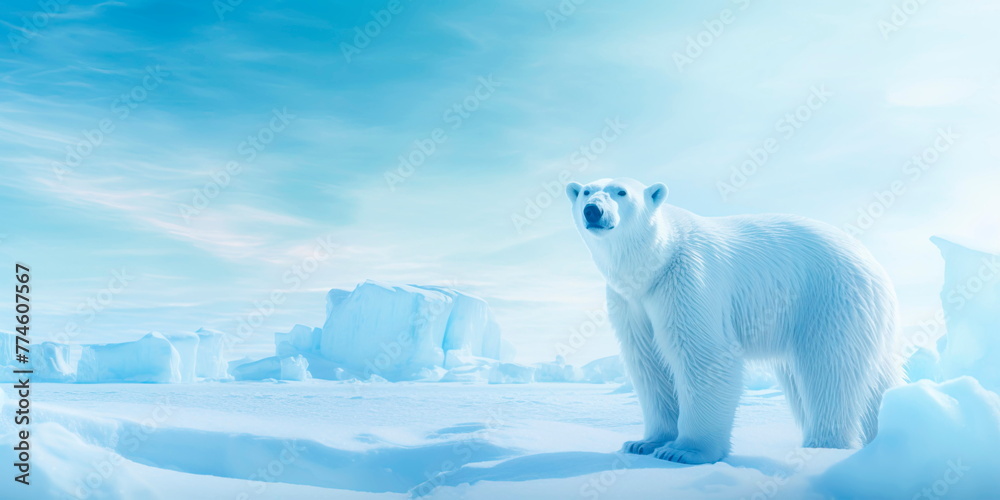 arctic ice and polar bears on the remains of glaciers . Generative Ai
