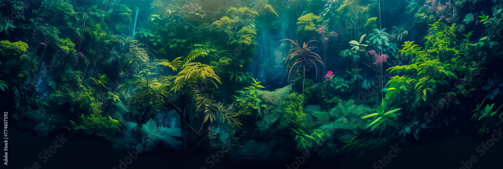 Fototapeta premium forests and jungles shot from a bird's eye view, the beauty of nature. Generative Ai