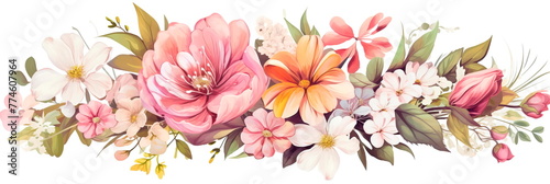 Bouquets and arrangements of flowers in watercolor style. Generative AI