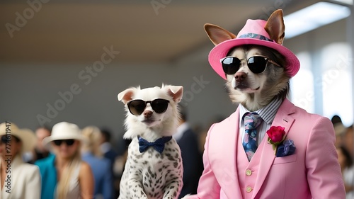 Stylish Suits and Silly Shades,  The Comical World of Animal Fashion, Funny Animals in Fashion, The Dapper Animals Collection, Trendy Animals in Sunglasses and Suits, Chic, Dapper, Suave, Stylish photo