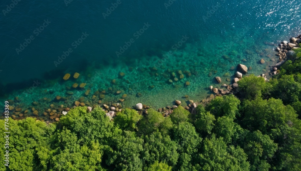 water with tree background top view