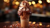 Chocolate Ice Cream Cone with Sprinkles