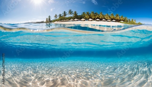 water wave underwater blue ocean swimming pool wide panorama background sandy sea bottom isolated white background © SANTANU PATRA