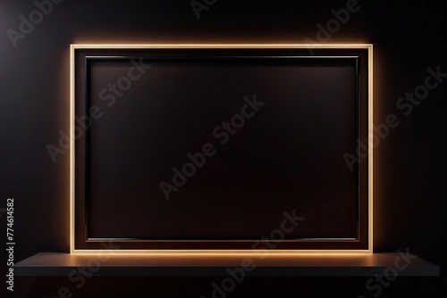 Product packaging mockup photo of Black wall frame, studio advertising photoshoot