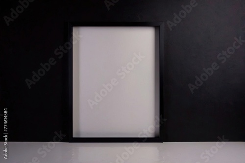 Product packaging mockup photo of Black wall frame, studio advertising photoshoot