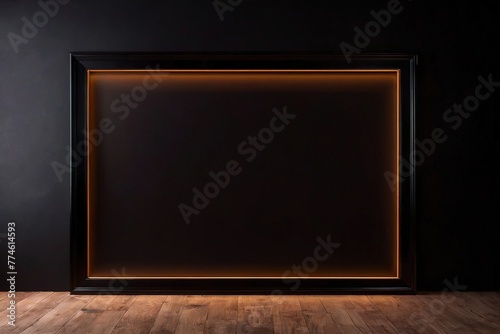 Product packaging mockup photo of Black wall frame, studio advertising photoshoot photo