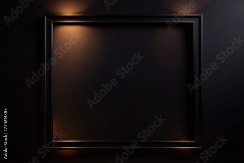 Product packaging mockup photo of Black wall frame, studio advertising photoshoot