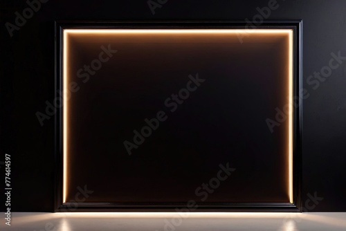 Product packaging mockup photo of Black wall frame, studio advertising photoshoot