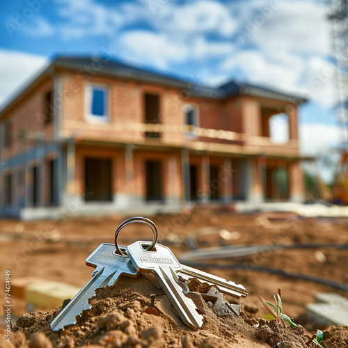 keys to a new house background with space for a copy - generative AI