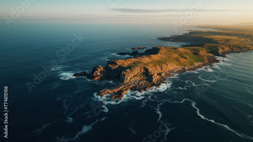 aerial view of cliff on the sea on morning