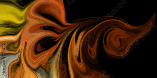 Abstract beautiful swirl liquid orange background, Bright and shiny swirl liquid background. multicolored pattern for designer white paint mixing into orange Liquid mixing marble wallpaper.