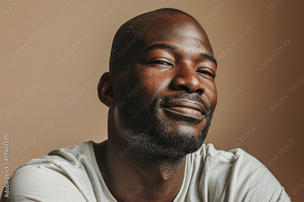 Handsome african american man smiling and looking at camera Handsome african american man smiling and looking at camera