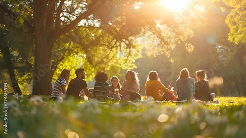 group of people in the park , generative ai