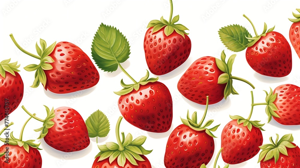 Seamless pattern with fresh strawberries on white background Seamless pattern with fresh strawberries on white background
