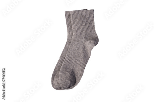 Grey sport men socks isolated on white background.