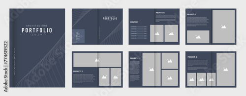 Architecture portfolio presentation, architecture portfolio layout design template for print, a4 size booklet template for architecture and interior design.