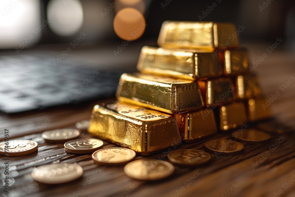 Gold bars asset up price in wealth concept Gold bars asset up price in wealth concept
