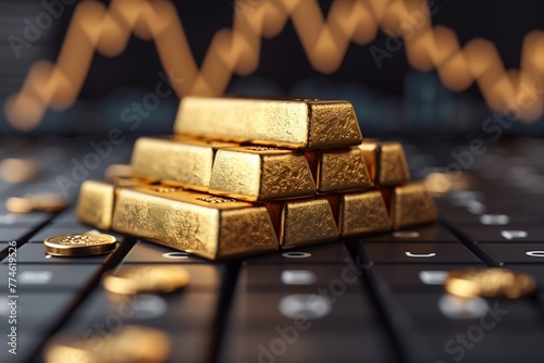 Gold bars asset up price in wealth concept