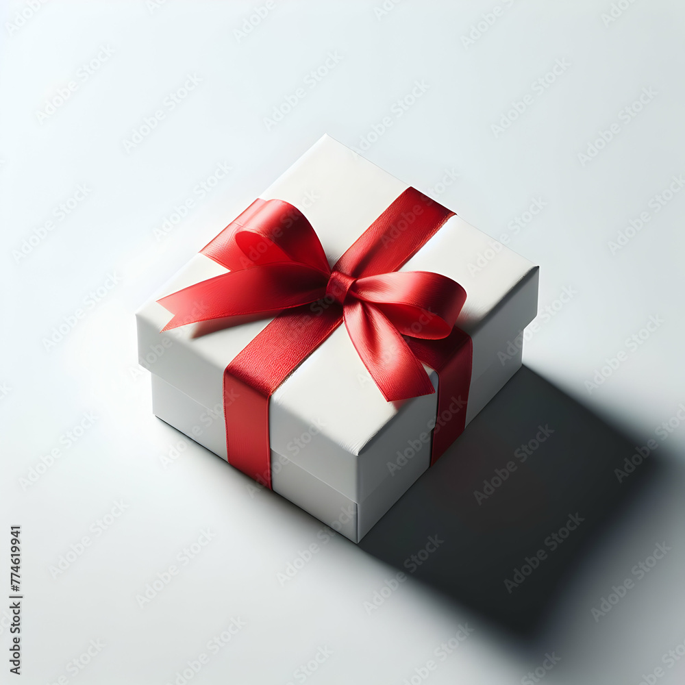 gift box with red ribbon isolated