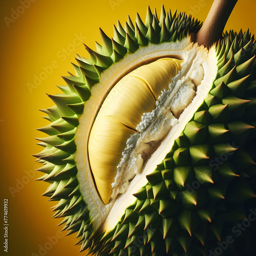 close up of durian Thai fruit isolated photo