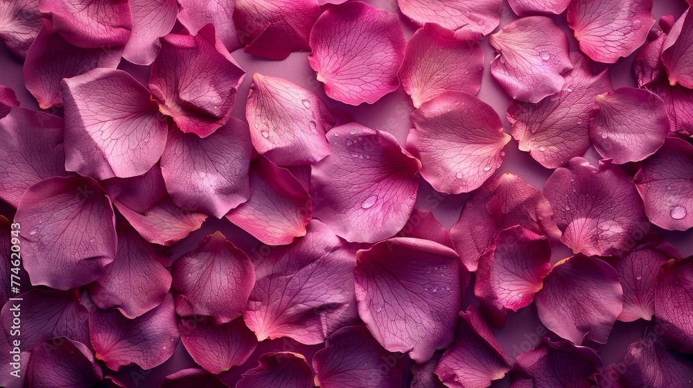 A close-up of several pink flowers with water droplets on the petals A close-up of several pink flowers with water droplets on the petals