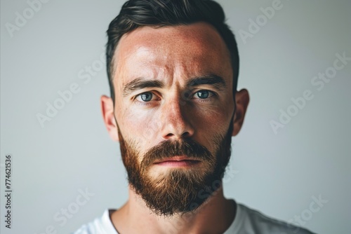 Portrait of a handsome man with beard and mustache looking at camera