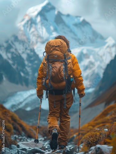 Hiking in the mountains wit...