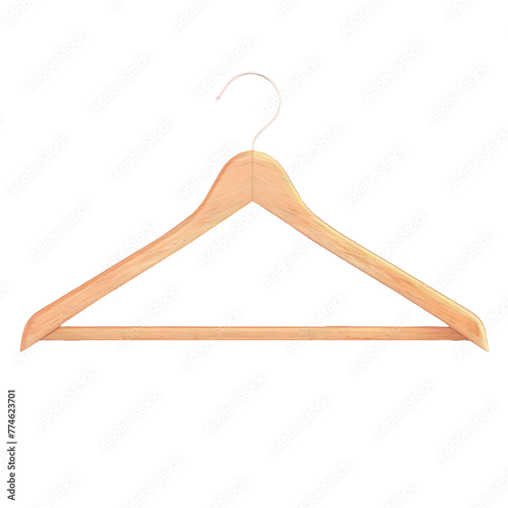 Wooden hanger close up against Transparent Background Wooden hanger close up against Transparent Background