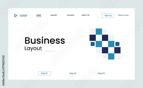 Creative corporate business landing page design with multiple color shapes