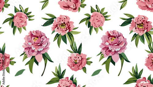 Seamless pattern with peonies flowers